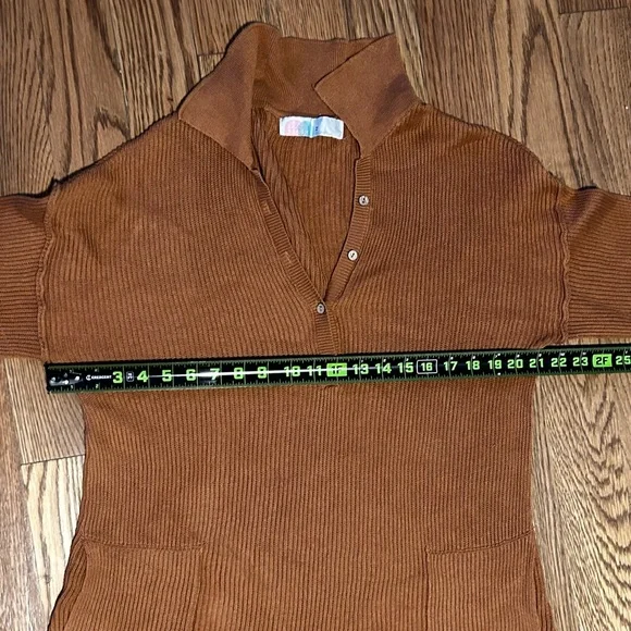 Free People Beach Picnic Sweater Romper Linen Cotton Red Brown XS - Picture 4 of 8